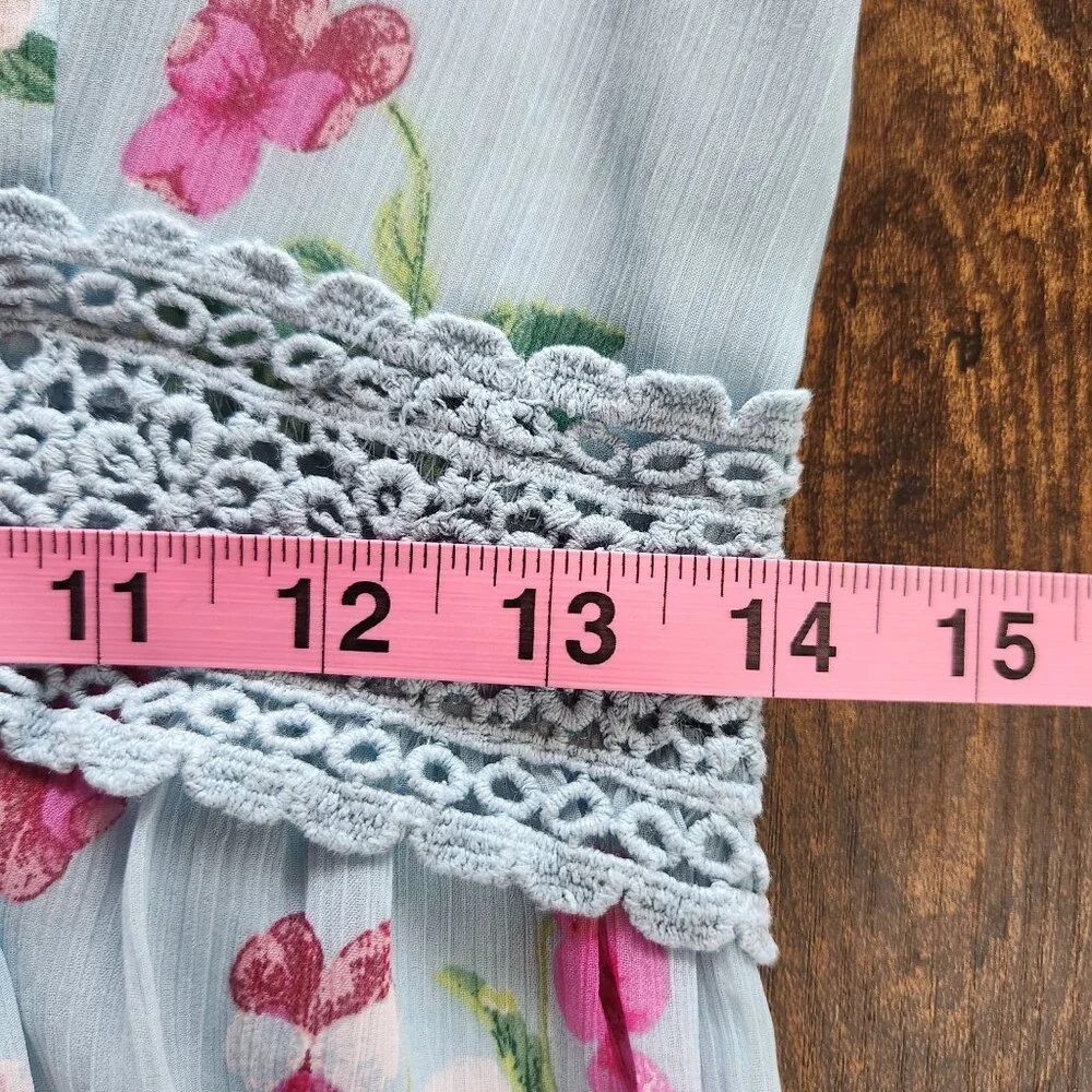Miss Selfridge Floral Tiered Maxi Fairy Dress With Crocheted Accents, Size 4 - Picture 11 of 11